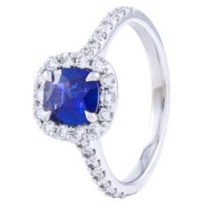 Diamond and sapphire engagement ring