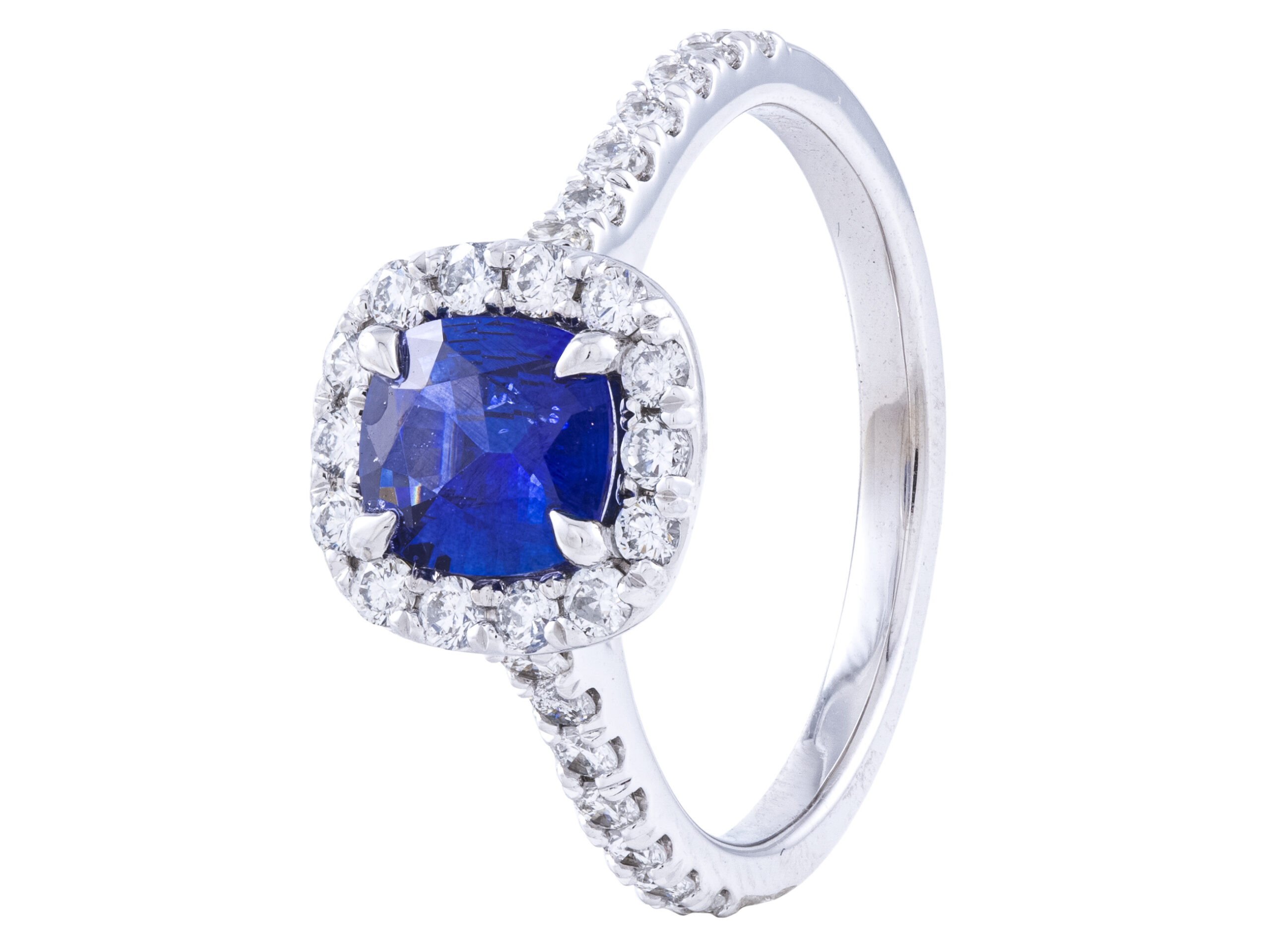 Diamond and sapphire engagement ring