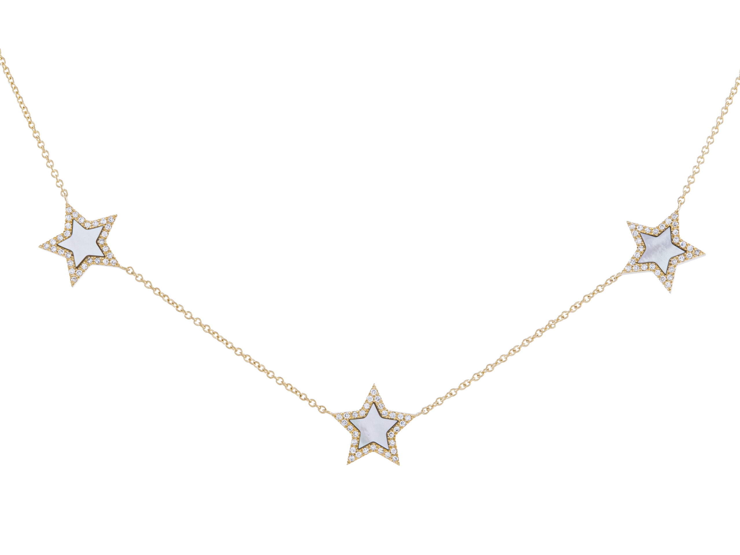 Gold star necklace with diamonds