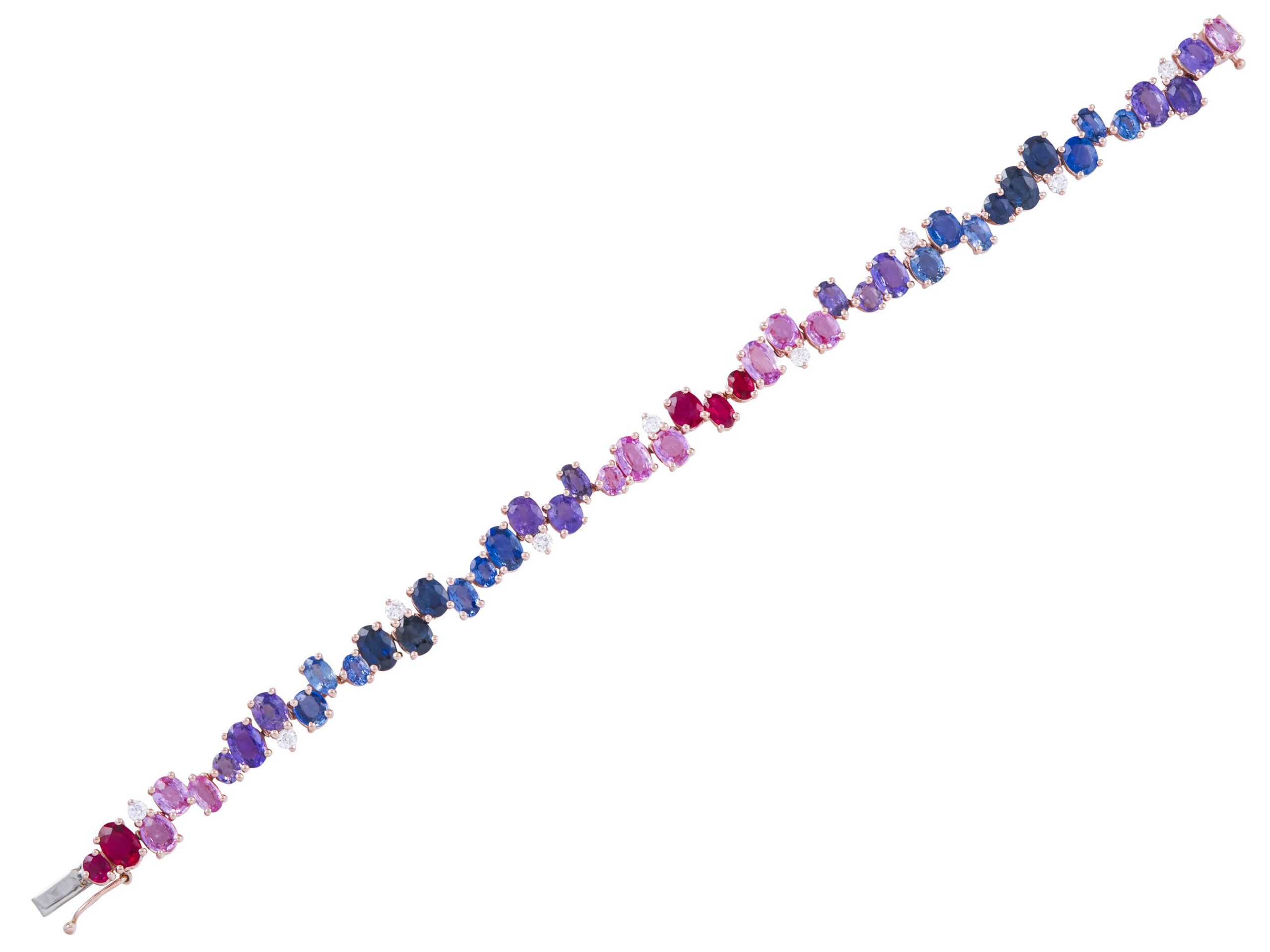 Colorful gemstone bracelet with oval stones.