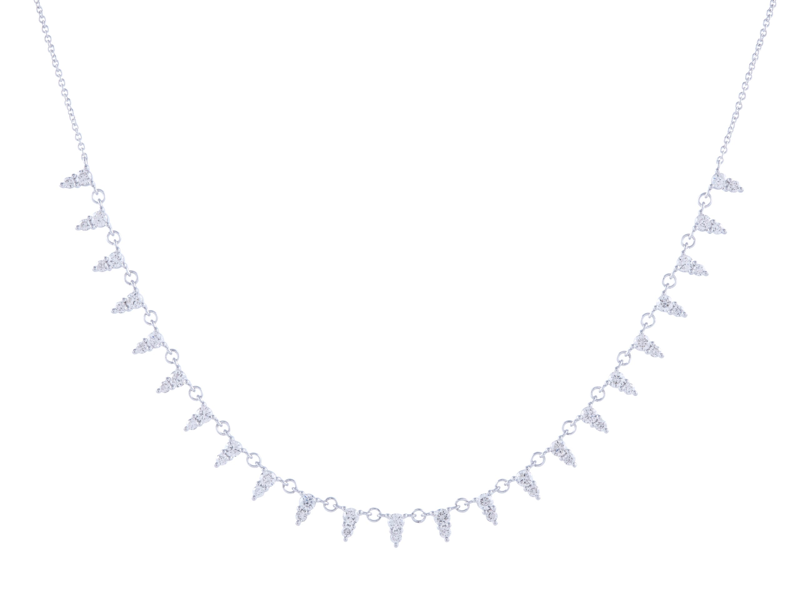 Elegant diamond-studded silver necklace