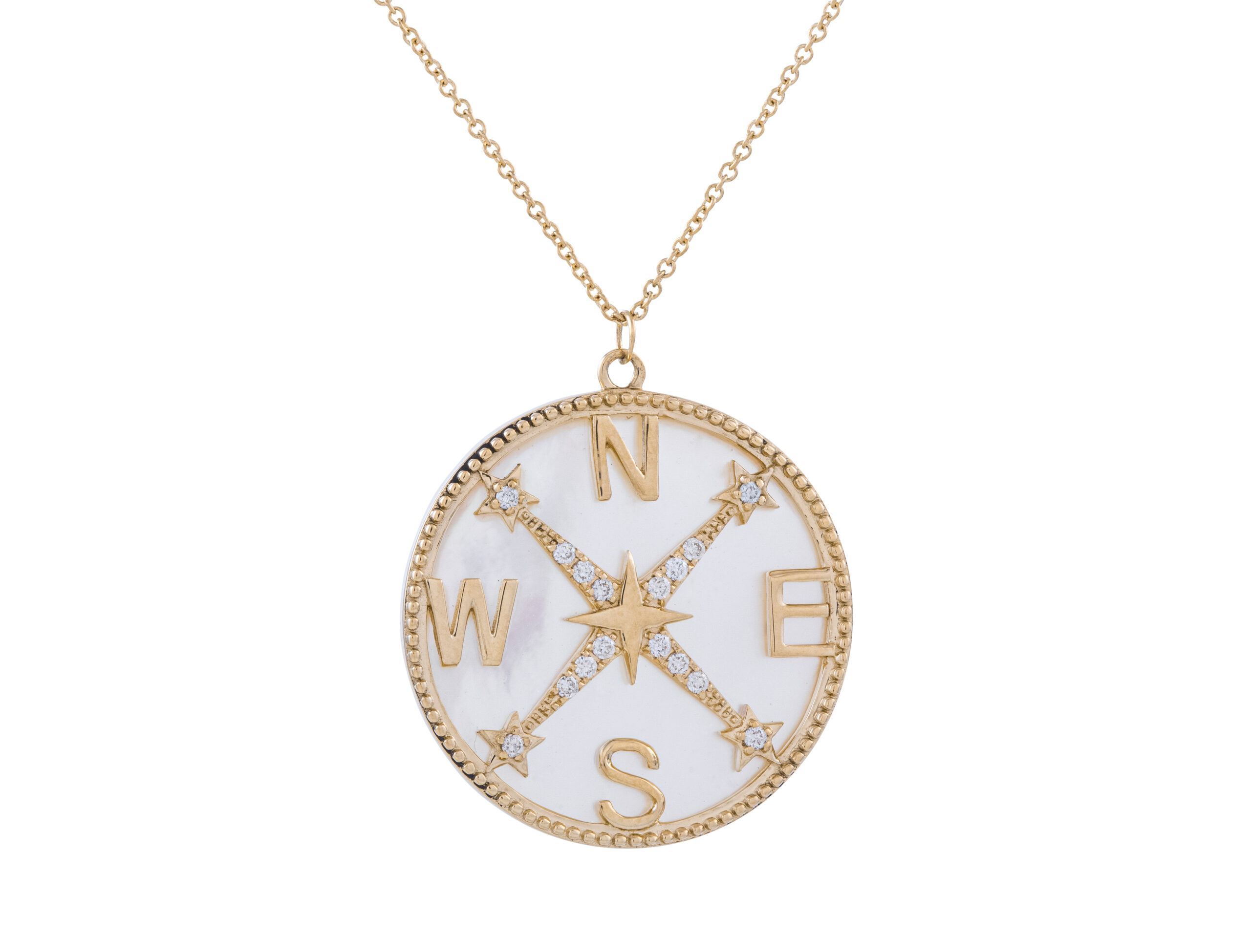 Gold compass rose pendant necklace