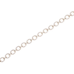 Gold link bracelet with diamond accents