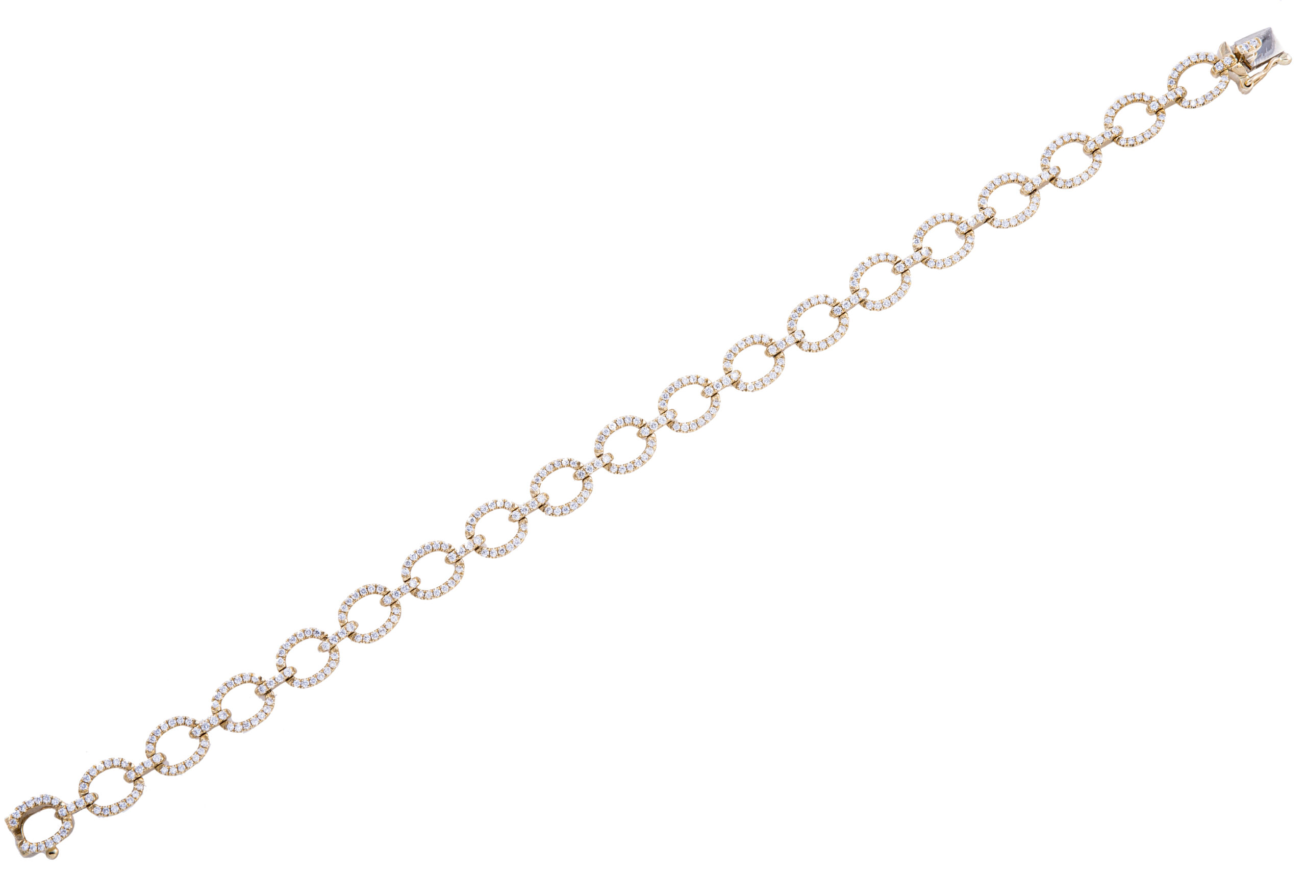 Gold link bracelet with diamond accents