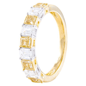 Yellow and clear gemstone gold ring