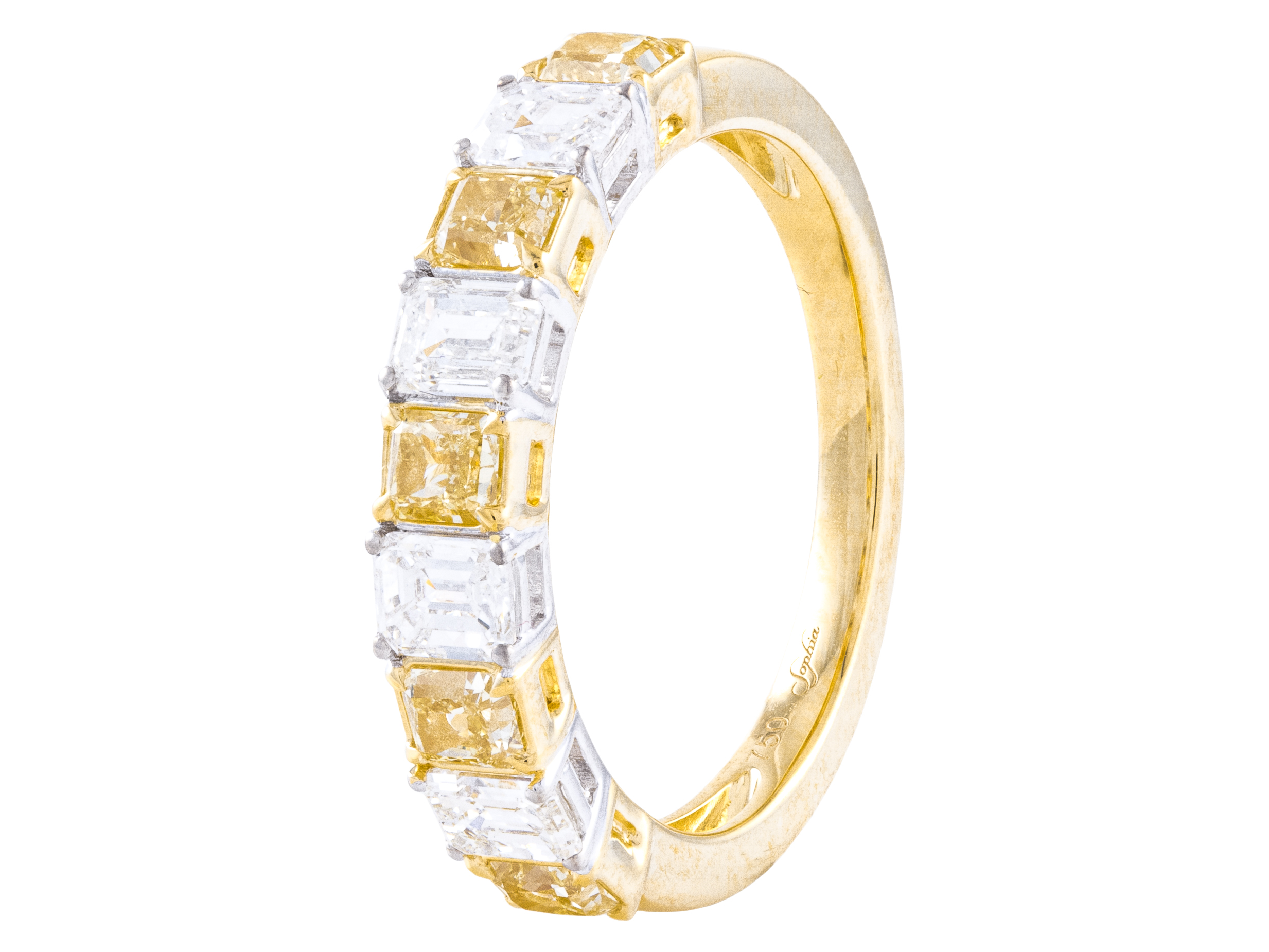 Yellow and clear gemstone gold ring