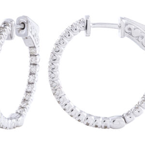 Diamond-studded white gold hoop earrings