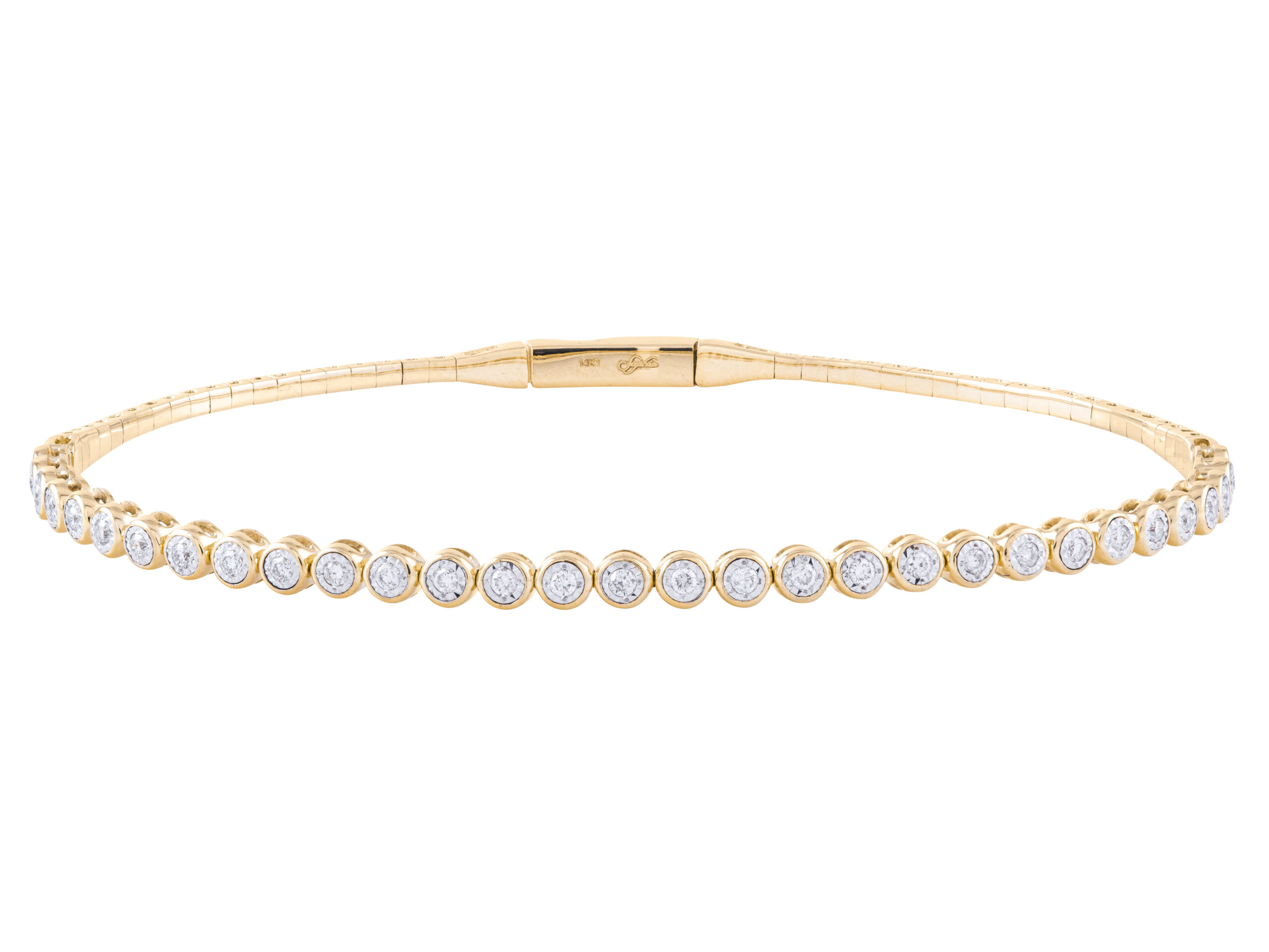 Gold tennis bracelet with diamonds