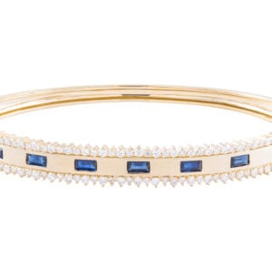 Gold bracelet with blue gemstones and diamonds.