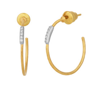 Gold hoop earrings with diamond accents