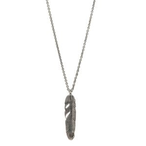 Silver feather pendant necklace