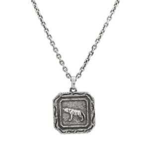 Silver necklace with engraved animal pendant