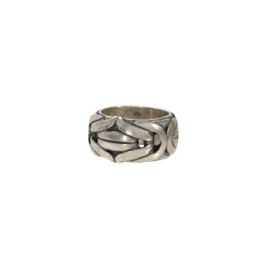 Silver ring with intricate braided design