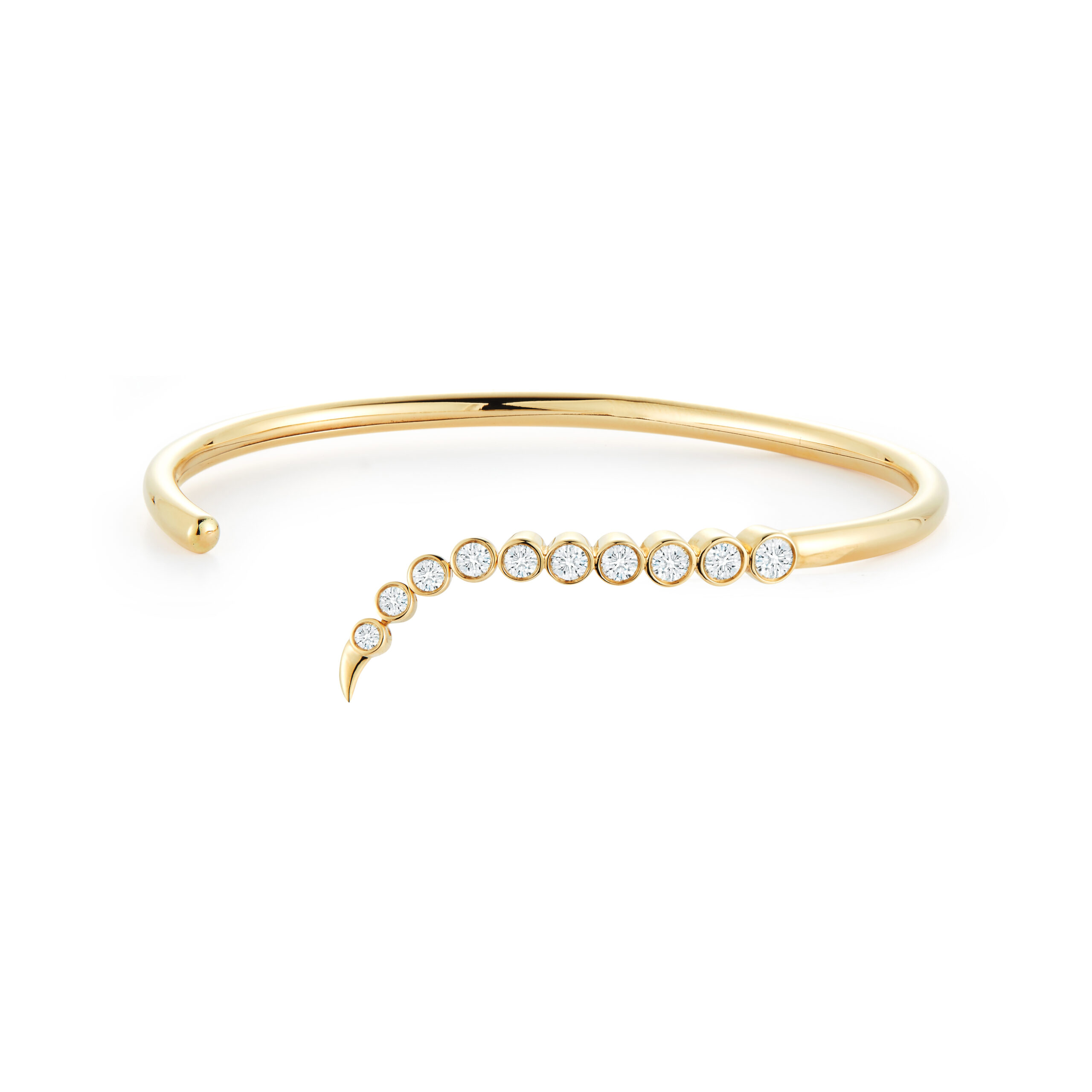 Gold bracelet with diamonds, open design