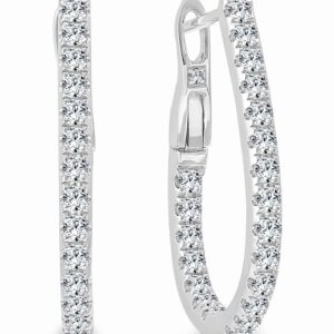 Diamond hoop earrings in white gold design.
