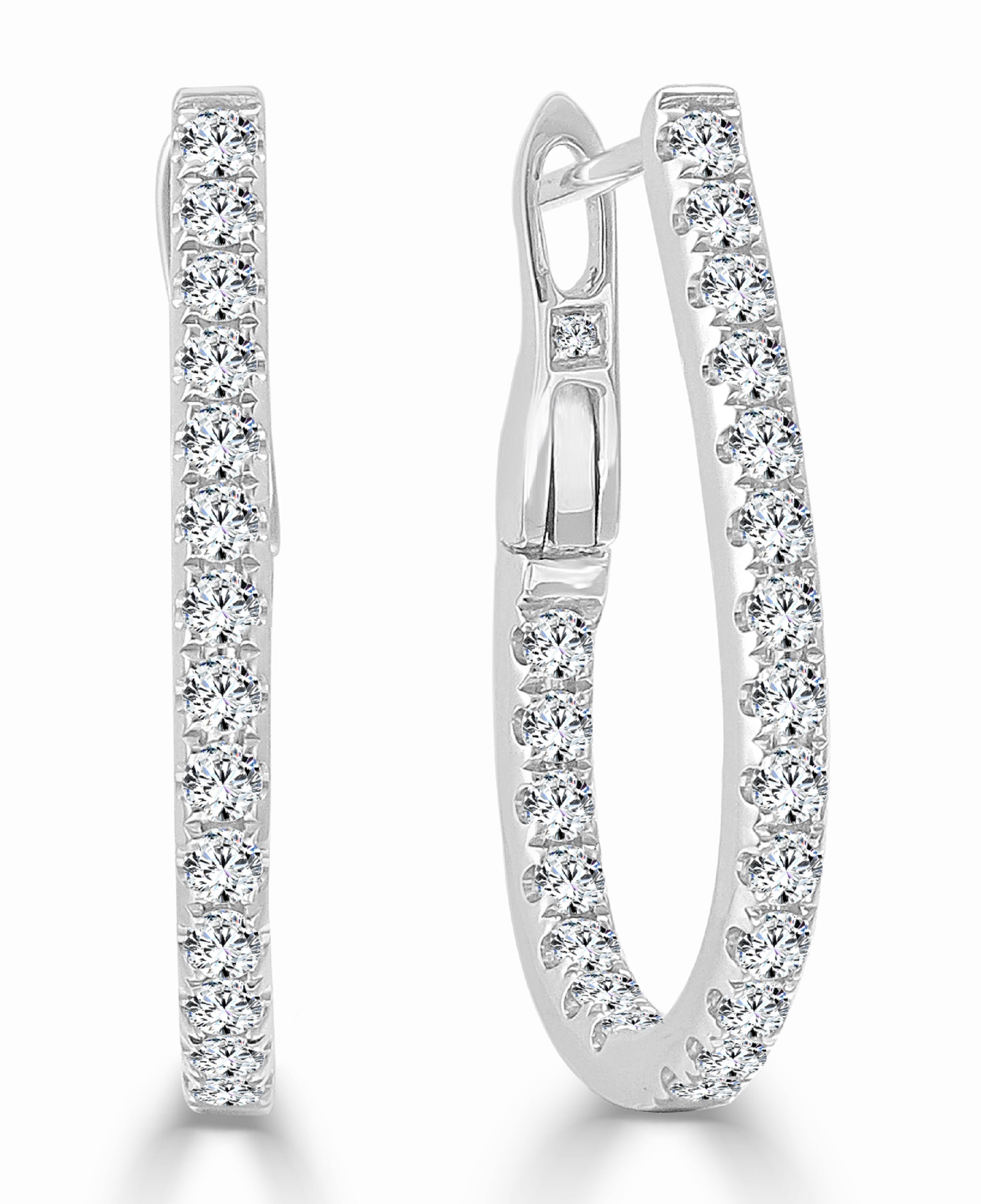 Diamond hoop earrings in white gold design.
