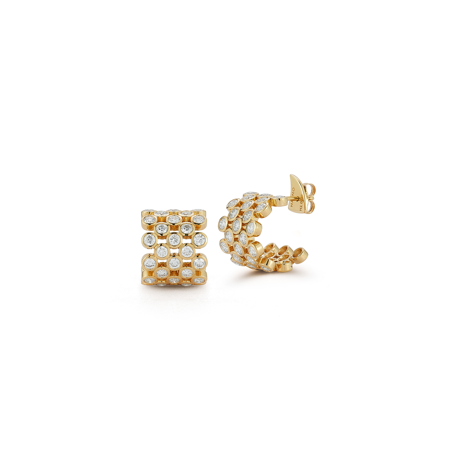 Gold diamond-studded hoop earrings
