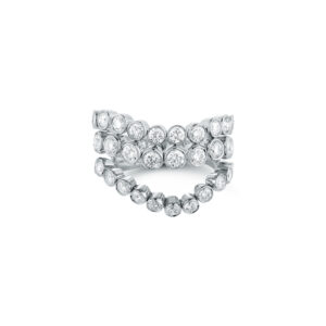 Three-tier diamond necklace in white gold setting.