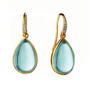 Elegant gold and blue teardrop earrings