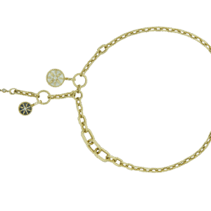 Gold necklace with colorful compass charms