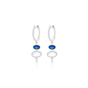 White and Blue Sapphire Diamond Earrings