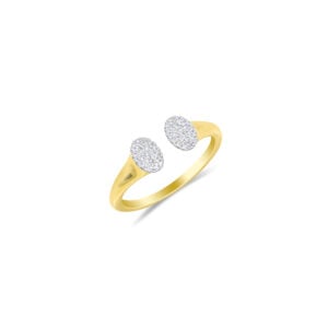 Double Disc Yellow Gold and Diamond Ring